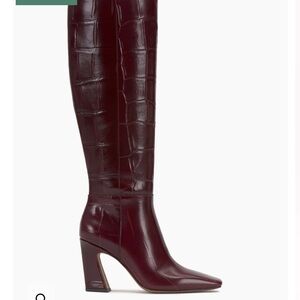 Vince Camuto Bennidy Burgundy Crocodile Knee-High Boots